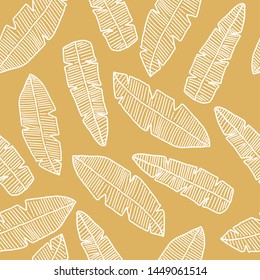 Banana Leaves in dark yellow background pattern
