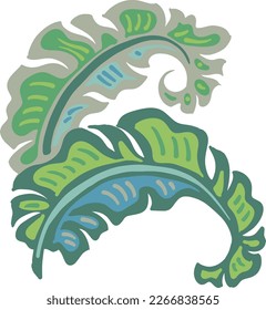 Banana leaves decorative vector elements for banner design, greeting card, holiday poster. Hand drawn illustration, botanical summer vacation theme. Nature ecological, romantic garden. relaxing spa.
