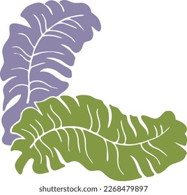 Banana leaves decorative vector elements for banner design, greeting card, holiday poster. Hand drawn illustration, botanical summer vacation theme. Nature ecological, romantic garden. relaxing spa.