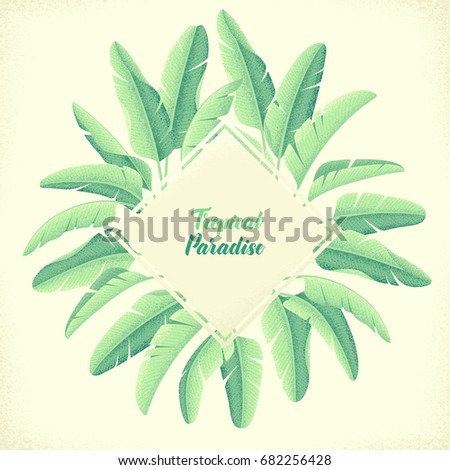 banana leaves diamond shaped template retro stock vector royalty