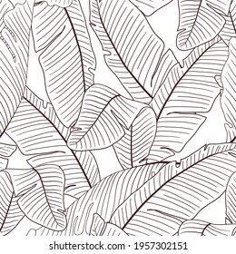 banana leaves drawing seamless pattern