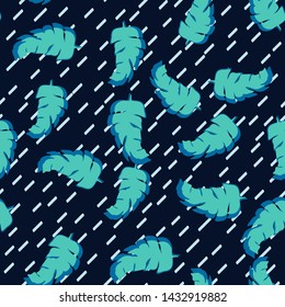 Banana leaves floral seamless pattern. Green banana leaves. Line Background. Tropical pattern with banana leaves.