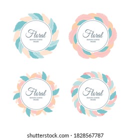 Banana leaves frame with circular design, exotic tropical leaves border