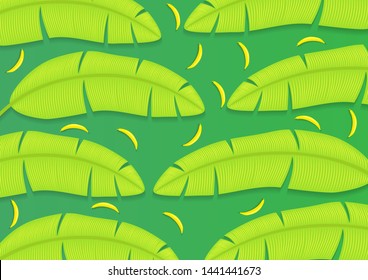 Banana leaves pattern background vector