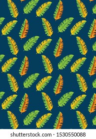 banana leaves pattern on dark background