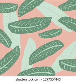 Banana leaves pattern on Pastel background, Vector