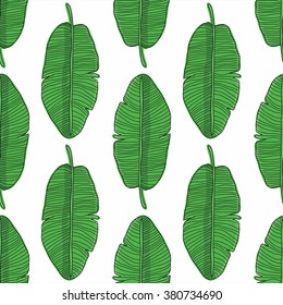 Banana leaves seamless pattern