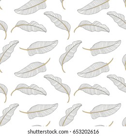 Banana leaves. Seamless pattern background. Composition on a white background.