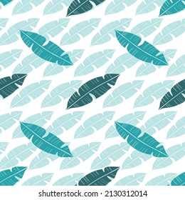 Banana leaves seamless pattern design, white background