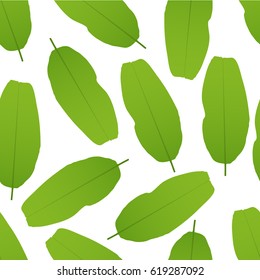Banana leaves seamless pattern. Vector illustration