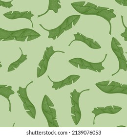 Banana leaves seamless pattern.Vintage tropical branch in engraving style. Hand drawn texture for fabric, wallpaper, textile, print, wrapping paper. Vector illustration.