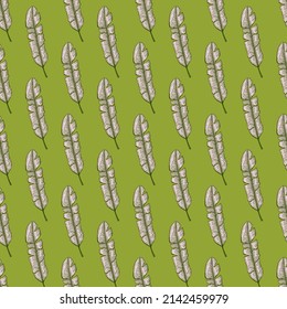 Banana leaves seamless pattern.Vintage tropical branch in engraving style. Hand drawn texture for fabric, wallpaper, textile, print, wrapping paper. Vector illustration.