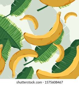 banana leaves seamless vector pattern for background and wallpaper, editable eps file