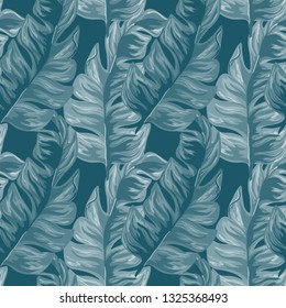 Banana leaves tropical seamless pattern. Background with tropical leaves.