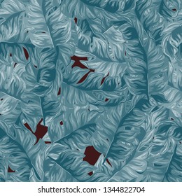 Banana leaves tropical seamless pattern. Background with tropical leaves.