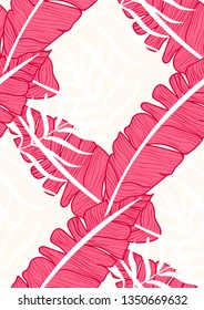 Banana leaves tropical seamless pattern. Background with banana leaves.