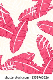 Banana leaves tropical seamless pattern. Background with banana leaves.