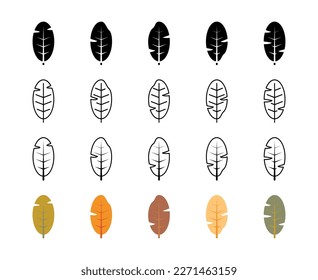 Banana leaves vector line icons. Nature and ecology. Banana, leaves, plant, vector, icons, drawing, leaves and more. Isolated collection of leaves banana for websites icon on white background.