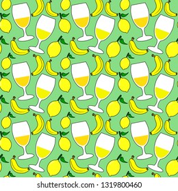 banana lemon juice seamless pattern