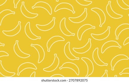 Banana Line Art Patrón sin fisuras. Patrón de Vector de contorno de plátano sin costuras. conveniente para el Fondo de pantalla, papel de embalaje, impresión textil.