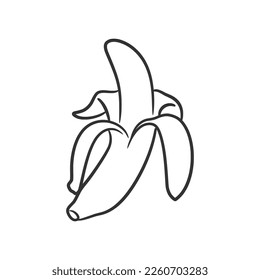 Banana line art vector illustration, Coloring book of healthy fruit. Banana fruit