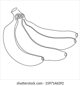 Banana line drawing vector. Isolated icon. Fruits Vector. Design linear artwork element. Flat design. one-line object.