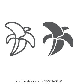 Banana line and glyph icon, food and vitamins, fruit sign, vector graphics, a linear pattern on a white background, eps 10.