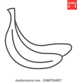 Banana line icon, fresh and fruit, banana vector icon, vector graphics, editable stroke outline sign, eps 10