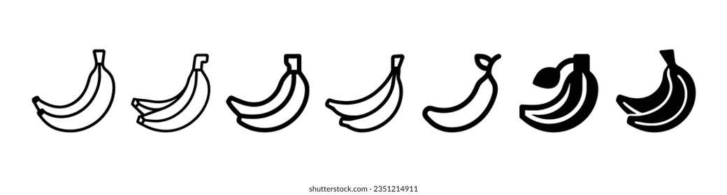 Banana line icon, healthy fruit. banana line icons, outline and solid vector sign, Banana icon. Isolated on White background, Banana icon vector for web, Silhouette icon.