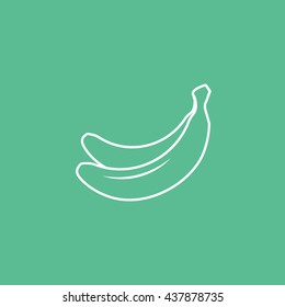 Banana Line Icon On Green Background