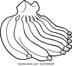  ilustración vectorial de línea de banana aislada en fondo blanco