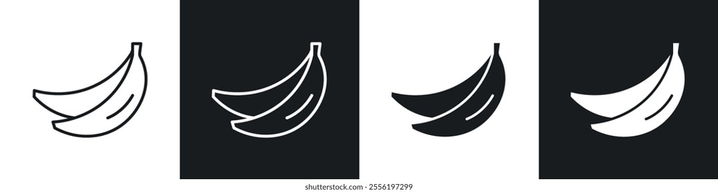 Banana linear icon set for app, and web design.