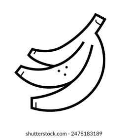 Icono de Vector lineal de plátano aislado sobre fondo blanco, Contorno de fruta naranja, icono simple blanco y negro