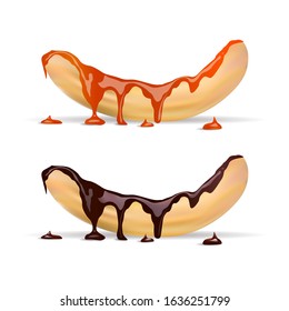 Banana with Liquid Chocolate and Caramel