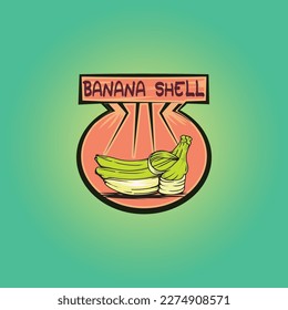 Banana logo brand isolated on green background