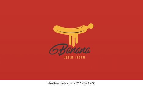 Design-Konzept für das Banana-Logo, Vektorgrafik. Vorlage für das Fruchtlogo, Vektorgrafik