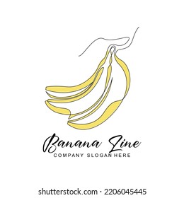 Banana Logo Design, Fruit Vector With Line Art Style, Product Brand Walpaper Illustration