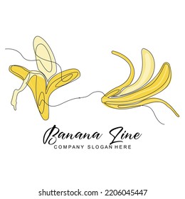 Diseño De Logotipos De Banana, Vector De Frutas Con Estilo De Arte De Línea, Ilustración De Papel De Campaña De La Marca De Producto