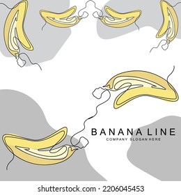 Banana Logo Design, Fruit Vector With Line Art Style, Product Brand Walpaper Illustration