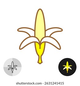 Diseño del logotipo de plátano. Icono de línea simple de fruta de plátanos en varios estilos