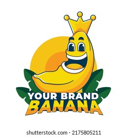 BANANA LOGO DESIGN WITH YELLOW AND GREEN COLOR COMBINATION