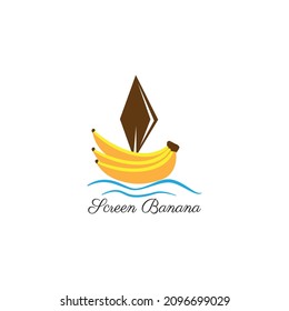 banana logo illustration sailboat vector design