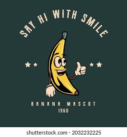 banana logo mascot pose hand draw illustration vintage style