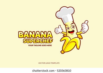 Banana Logo Vector Design With Chef Hat. Vector Illustration Eps. 10