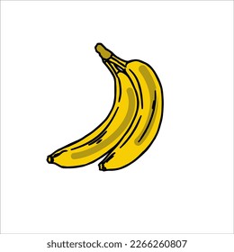 Banana Logo Vector Illustration with Bold line art