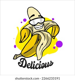 Banana Logo Vector Illustration, icon, background for poster design on white background