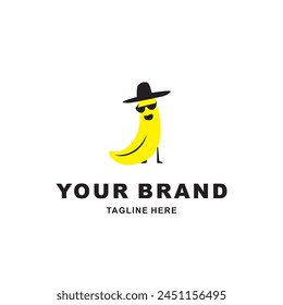 banana logo wearing a hat and glasses