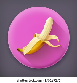 Banana, long shadow vector icon