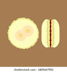 Macarón bananero de fondo blanco