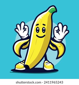 banana mascot cartoon in vector